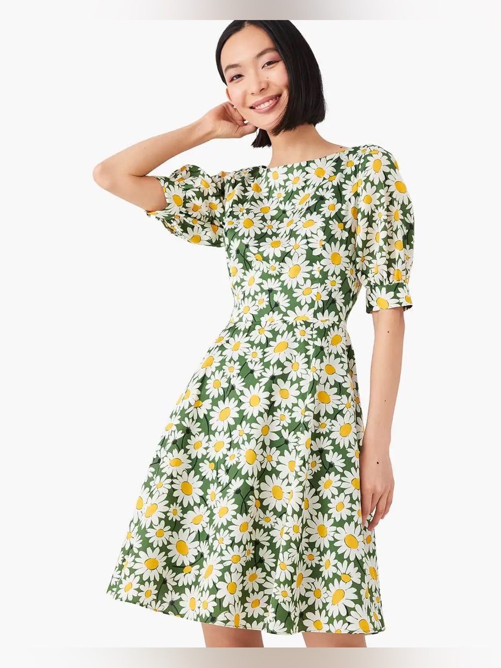 Kate Spade Daisy Puff Sleeve Short Fit and Flare Dress